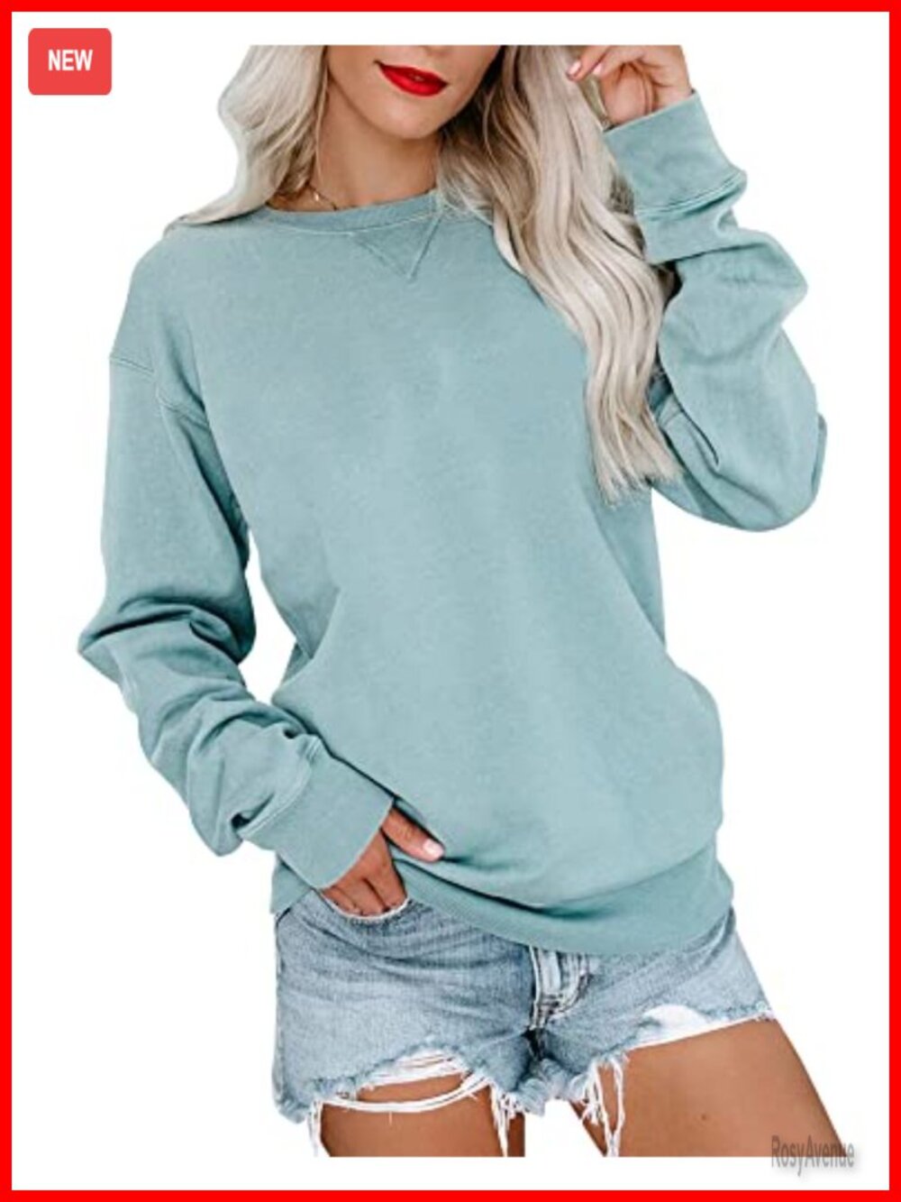 Womens Casual Long Sleeve Crew Neck Pullover Relaxed Fit Sweatshirt Top